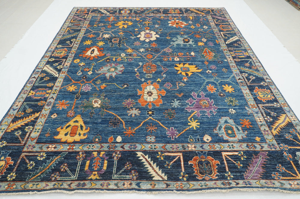 8x10 Blue Oushak Turkish Hand knotted Rug - Yildiz Rugs