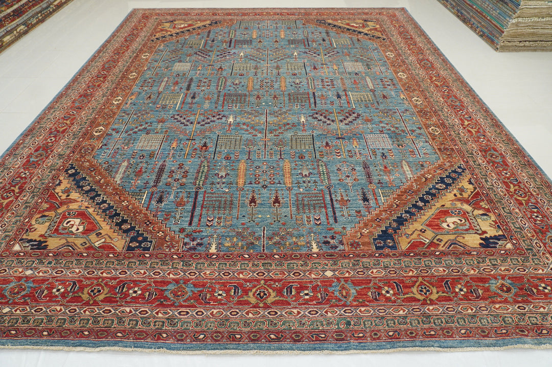 12x15 Blue Tribal Bakhshaish Area Rug - Afghan Hand knotted wool Tree of Life rug - Rugs for Living room - Oversize Oriental Rug 11'5"x14'4" - Yildiz Rugs