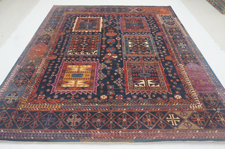 8x10 Navy Blue Samarkand Afghan Hand Knotted Tribal Geometric Baluch Rug