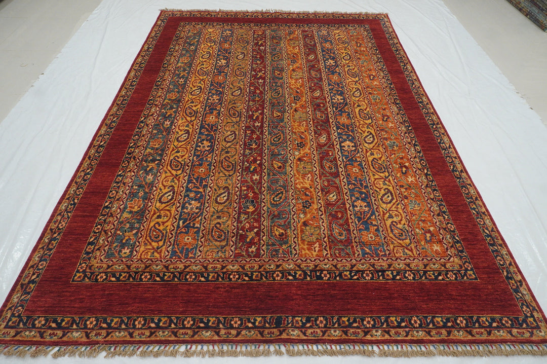 7x10 Red Turkish Shawl Pattern Hand knotted Tribal Rug