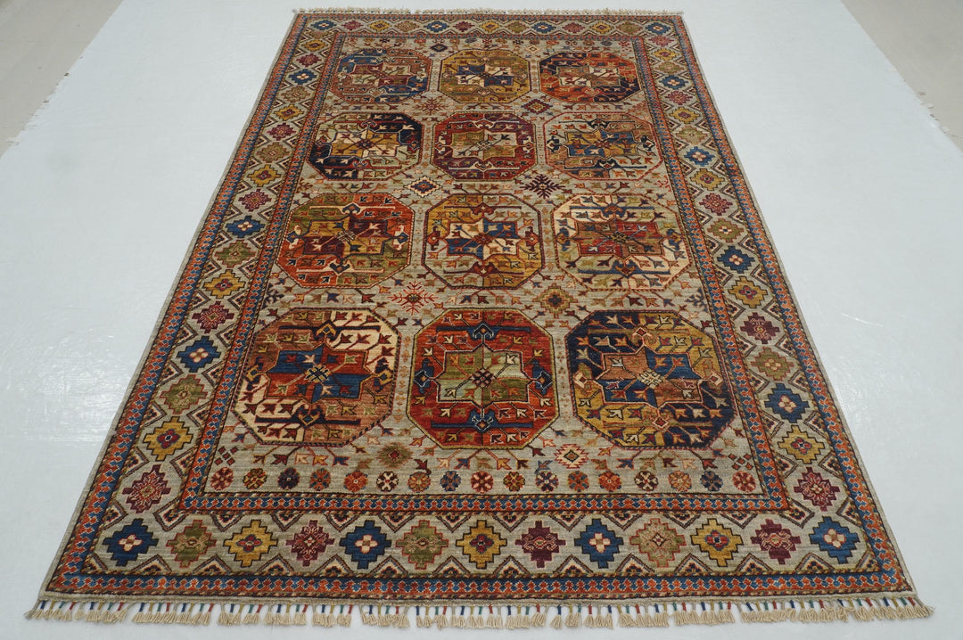 5x8 Gray Ersari Turkmen Afghan Tribal Oriental Rug