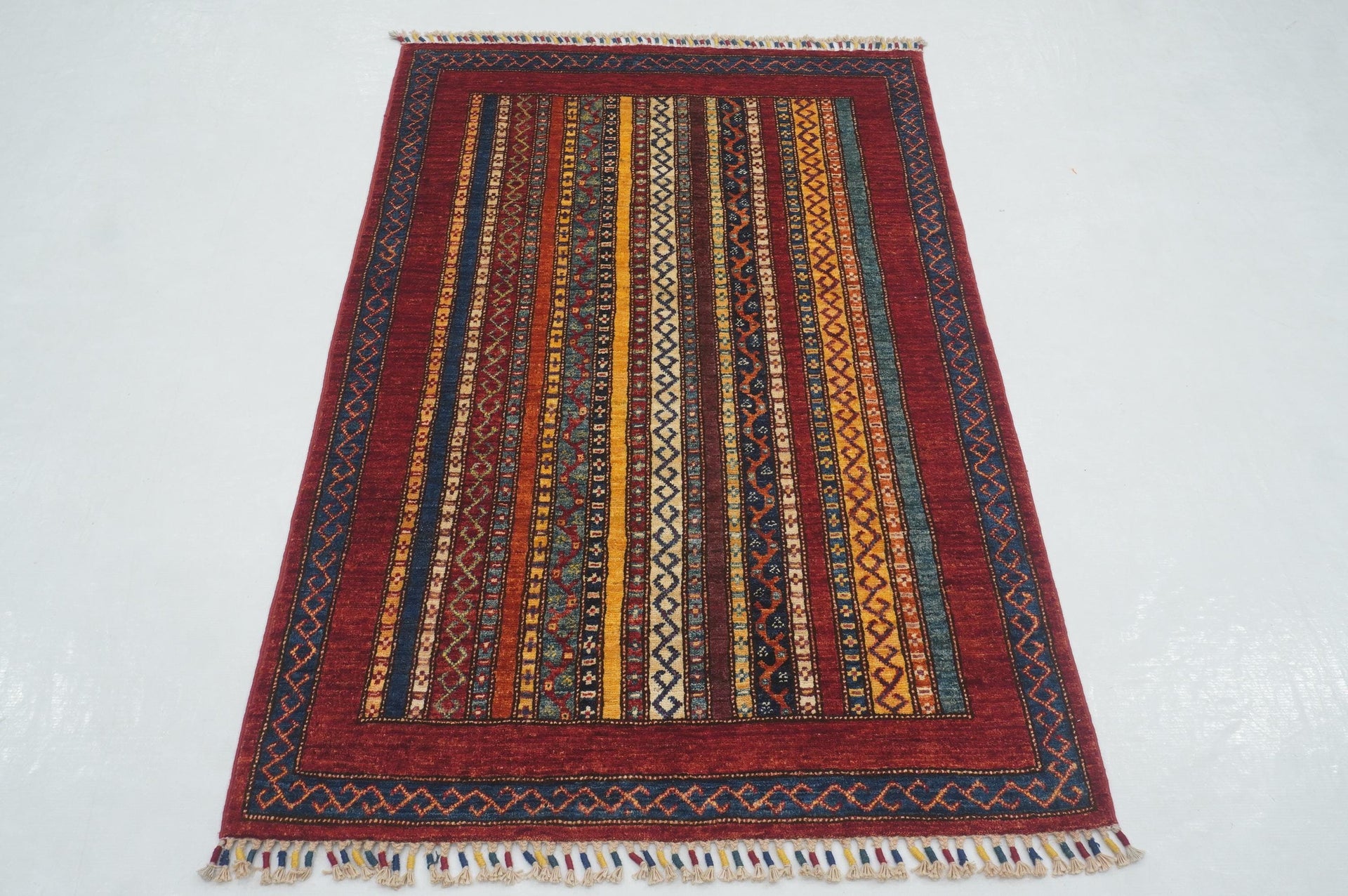 3x5 Red Turkish Shawl Pattern Hand Knotted Tribal Rug