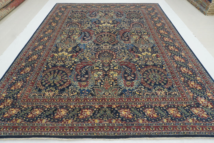 9x11 Navy Blue Turkish Hereke Hand knotted Oriental Rug