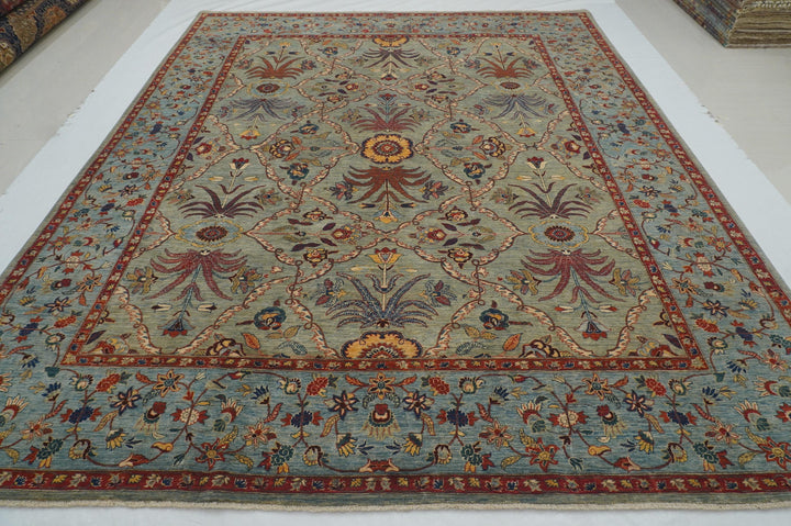 9x11 Blue Serapi Afghan Hand knotted Oriental Rug