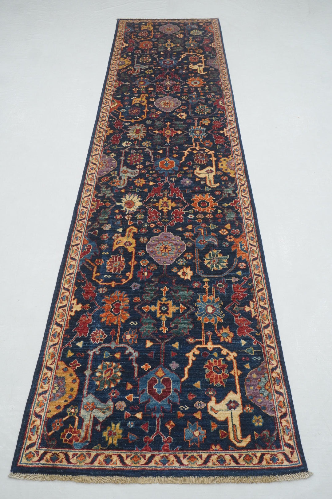 11 ft Navy Blue Bidjar Afghan Hand knotted Oriental Runner