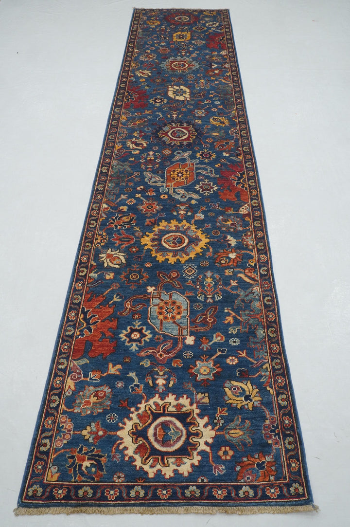 12 ft Blue Bidjar Afghan Hand knotted Runner Rug