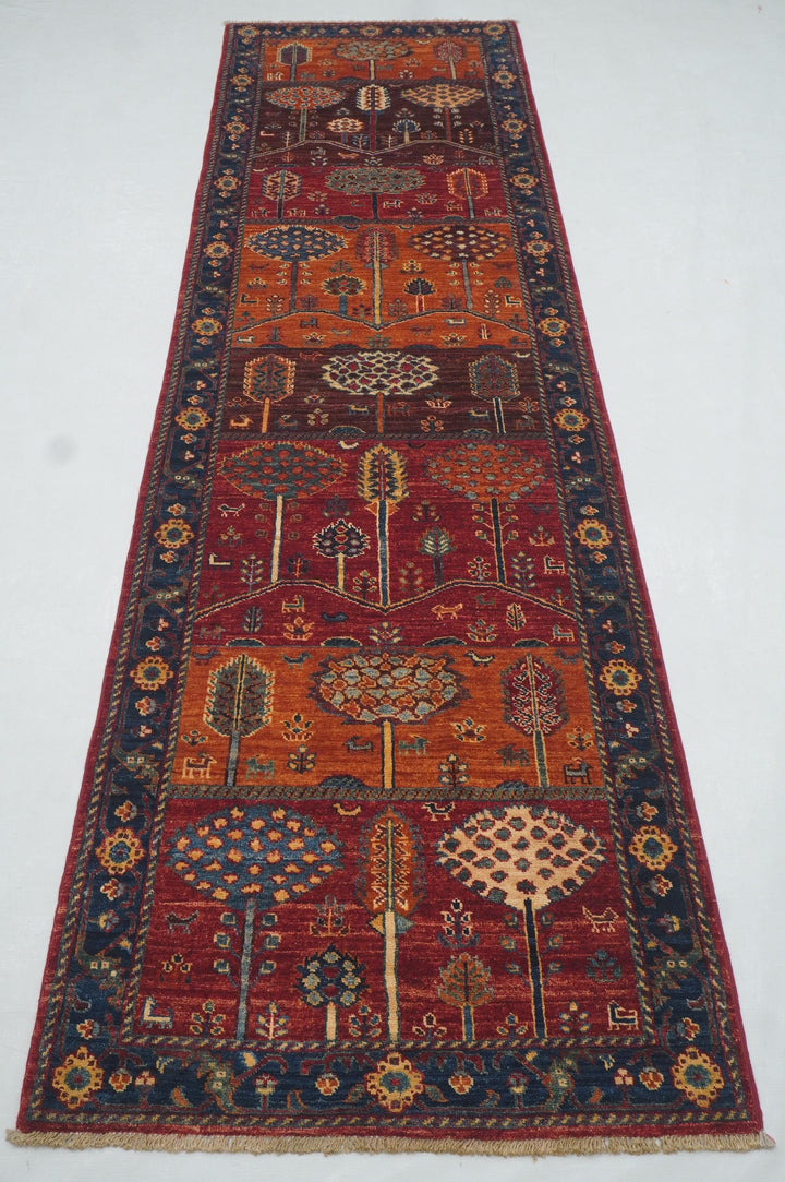 10 ft Red Landscape Gabbeh Tree of life Afghan Runner Rug