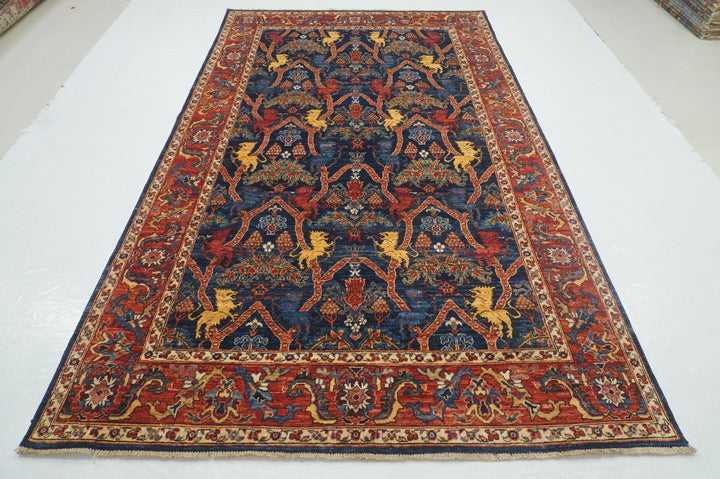 6x10 Navy Blue Lion Gabbeh Afghan Nomadic Tribal Rug