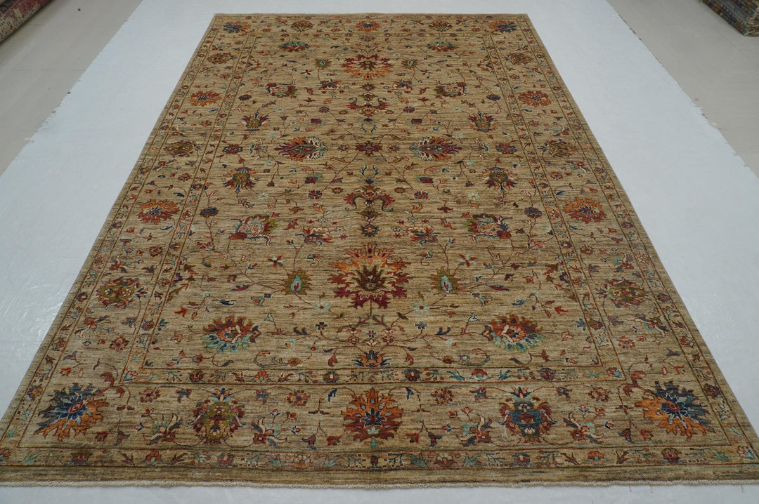 7x10 Warm Gray Waziri Afghan Hand knotted Oriental Rug