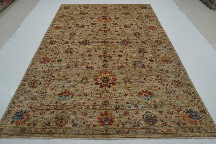 7x10 Warm Gray Waziri Afghan Hand knotted Oriental Rug