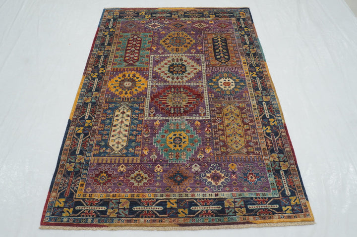 4x6 Purple Baluch Tribal Samarkand Afghan Hand knotted Rug