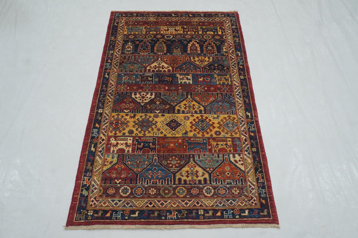 3x5 Red Tribal Animal Gabbeh Afghan Hand Knotted Animal Rug