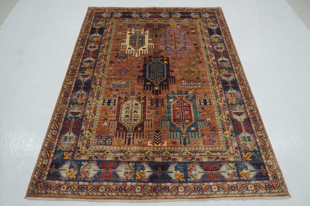 5x7 Brown Baluch Afghan Samarkand Hand knotted Tribal Rug