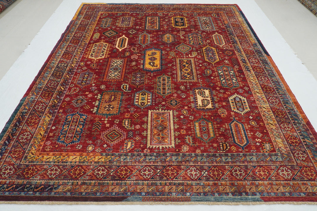 8x10 Red Baluch Afghan Samarkand Rug