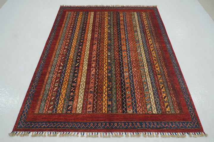 5x7 Red Turkish Shawl Hand knotted Rug