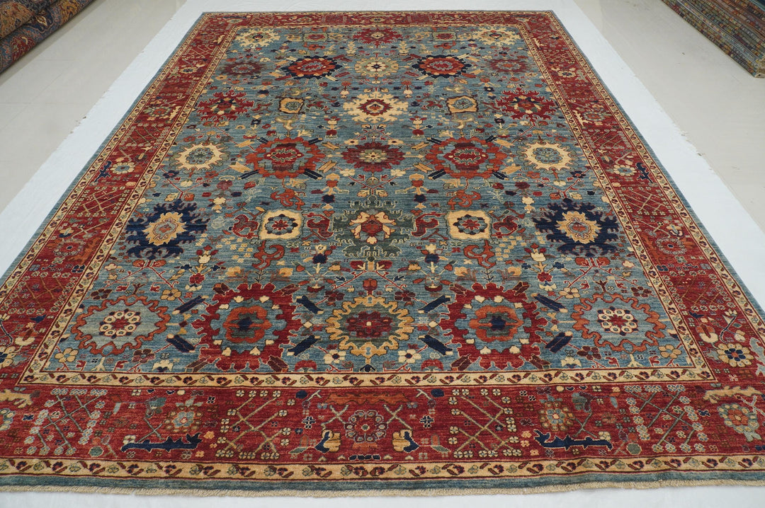 9x12 Blue Sultanabad Afghan Hand knotted Oriental Rug