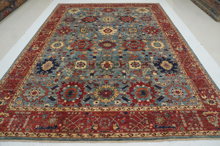 9x12 Blue Sultanabad Afghan Hand knotted Oriental Rug