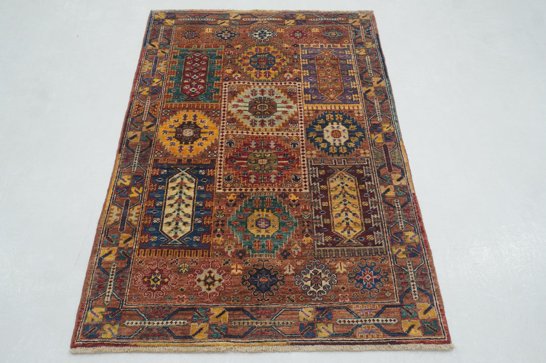 3x5 Brown Baluch Tribal Afghan Hand knotted Rug