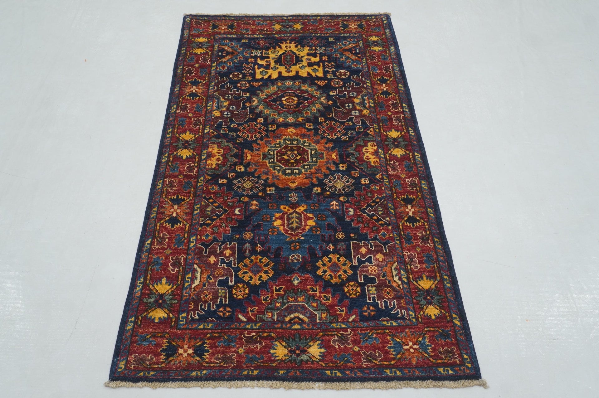 3x5 Navy Blue Baluch Afghan Hand knotted Rug