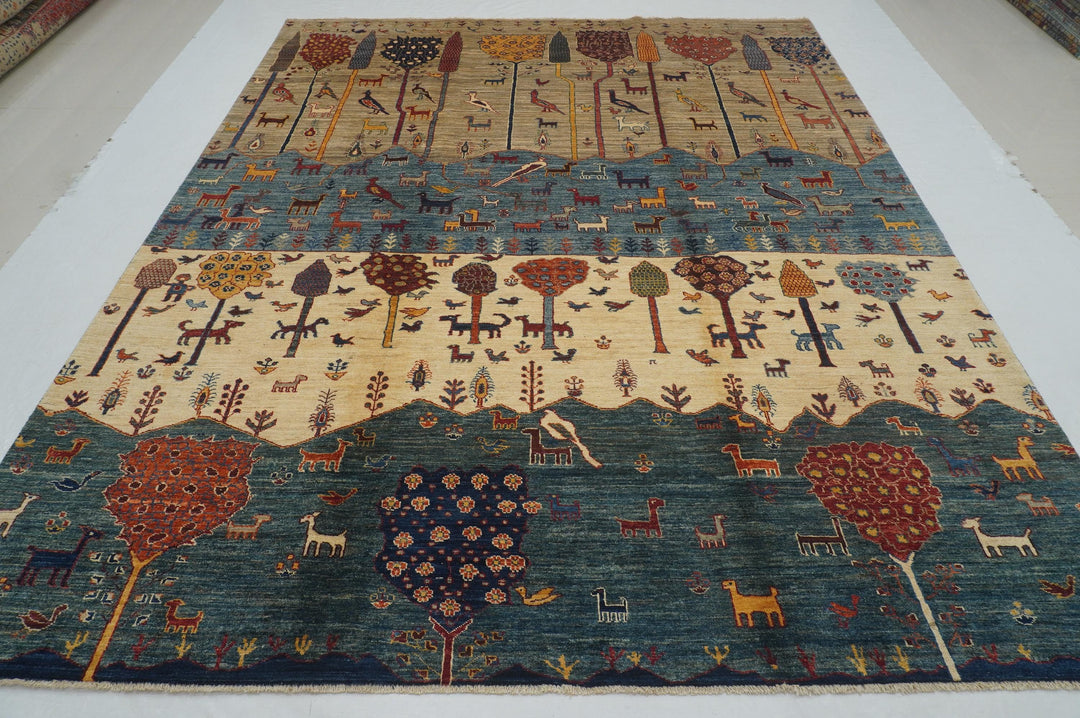 8x10 Tree of Life Gabbeh Hand knotted Animal Rug