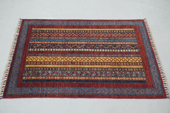 3x4 Red Shawl Hand knotted Turkish Rug