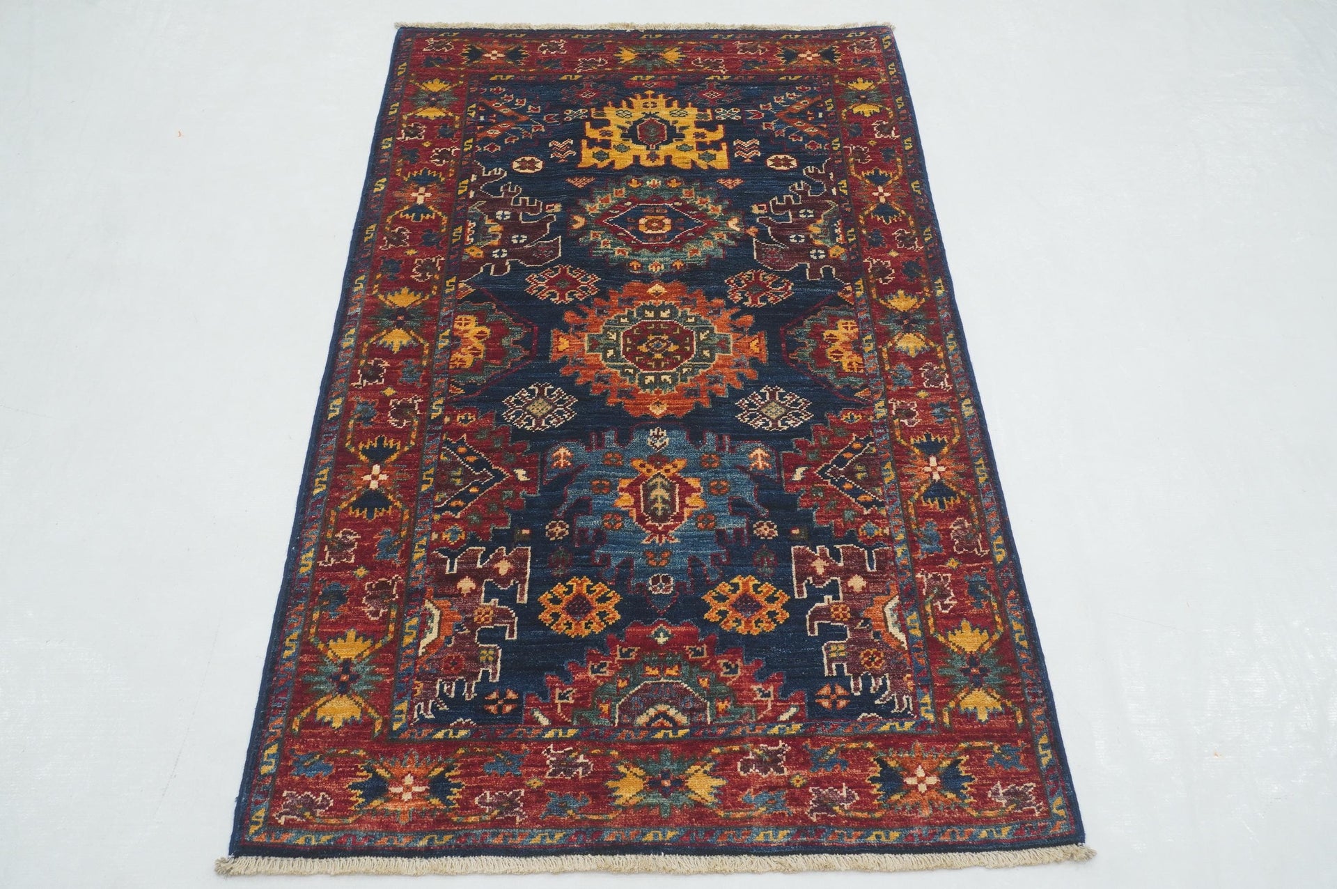 3x5 Navy Blue Baluch Afghan Hand knotted Tribal Rug