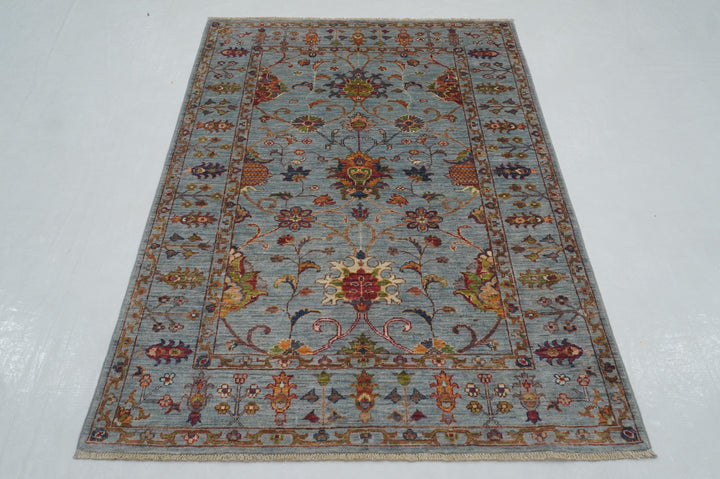 4x6 Blueish Gray Waziri Afghan Hand knotted Oriental Rug