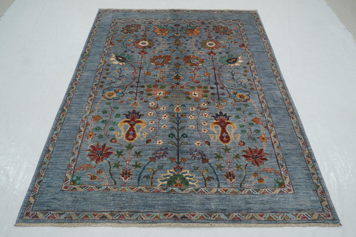 SOLD 5x7 Blueish Gray Waziri Afghan Hand Knotted Oriental Rug