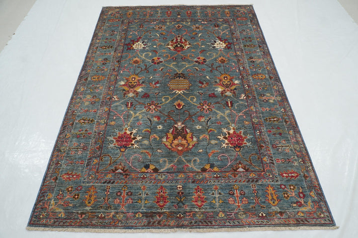 5x7 Blue Waziri Afghan Hand Knotted Oriental Rug