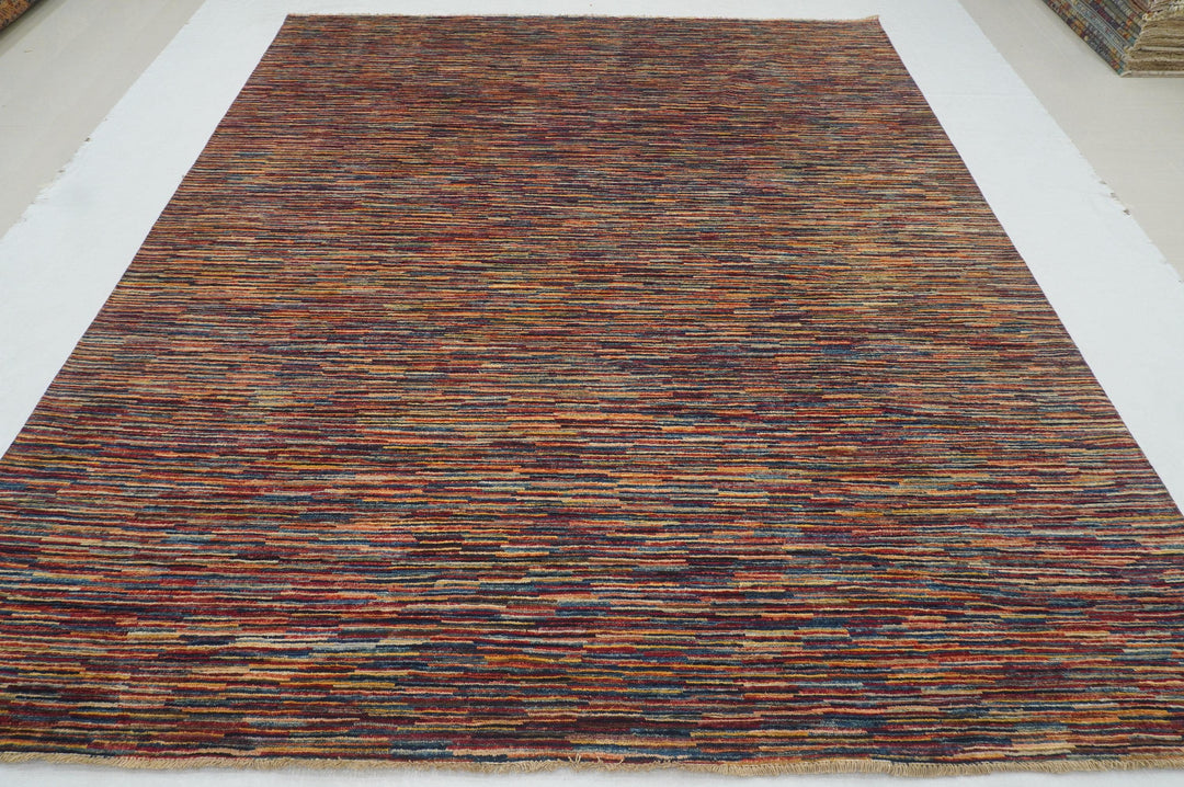 8x10 Multicolor Abstract Gabbeh Striped Afghan Modern Rug