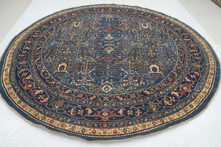 10x10 Blue Bidjar Afghan Hand knotted Round Rug