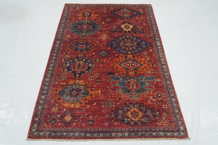 4x6 Red Baluch Afghan hand knotted Oriental Rug