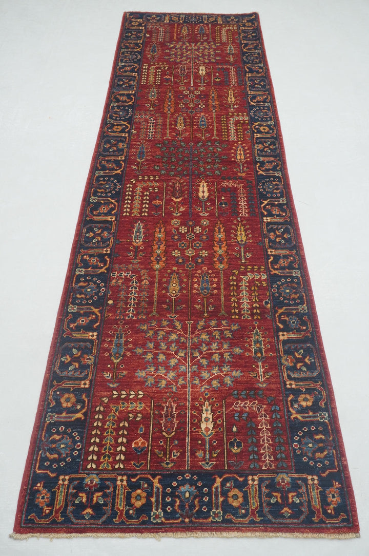 10 ft Red Bakshaish Afghan hand knotted Runner Rug