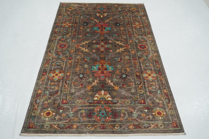 4x6 Gray Waziri Afghan Hand knotted Oriental Rug