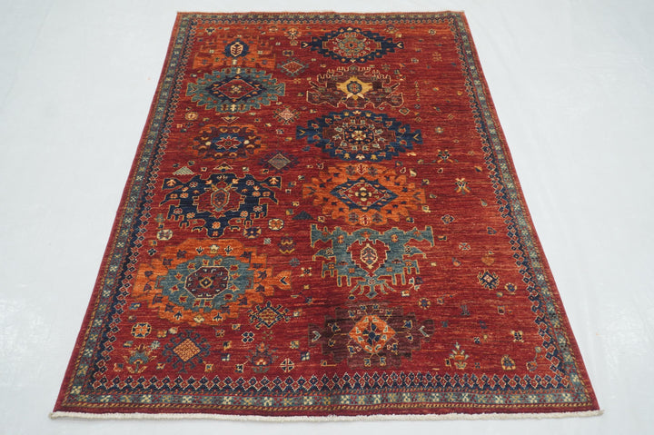 4x6 Red Baluch Afghan hand knotted Oriental Rug