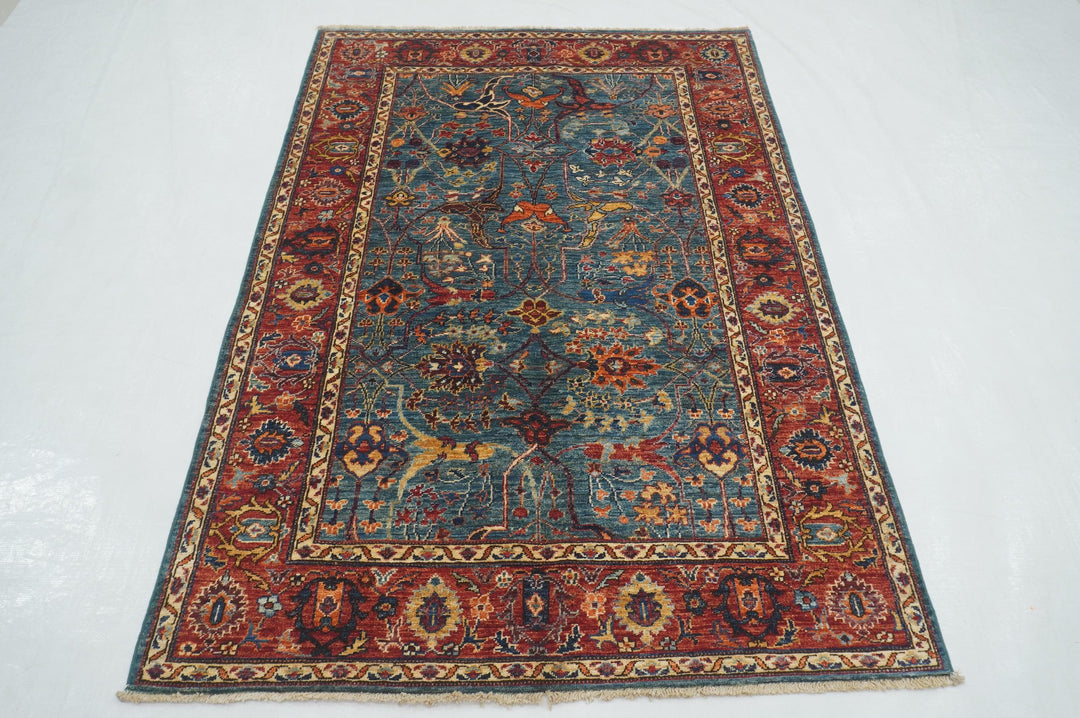 4x6 Blue Afghan Bidjar Oriental Rug