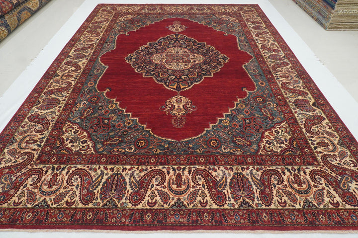 9x12 Red Afghan hand knotted Medallion Oriental Rug