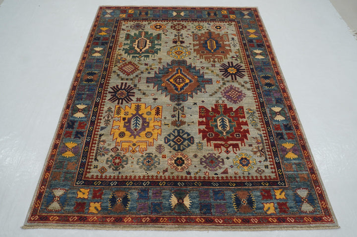 5x7 Gray Tribal Baluch Samarkand Afghan Hand knotted Rug