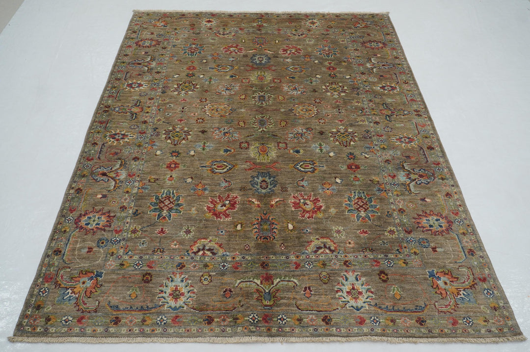 5x7 Gray Waziri Afghan Hand Knotted Oriental Rug