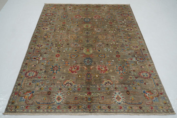 5x7 Gray Waziri Afghan Hand Knotted Oriental Rug