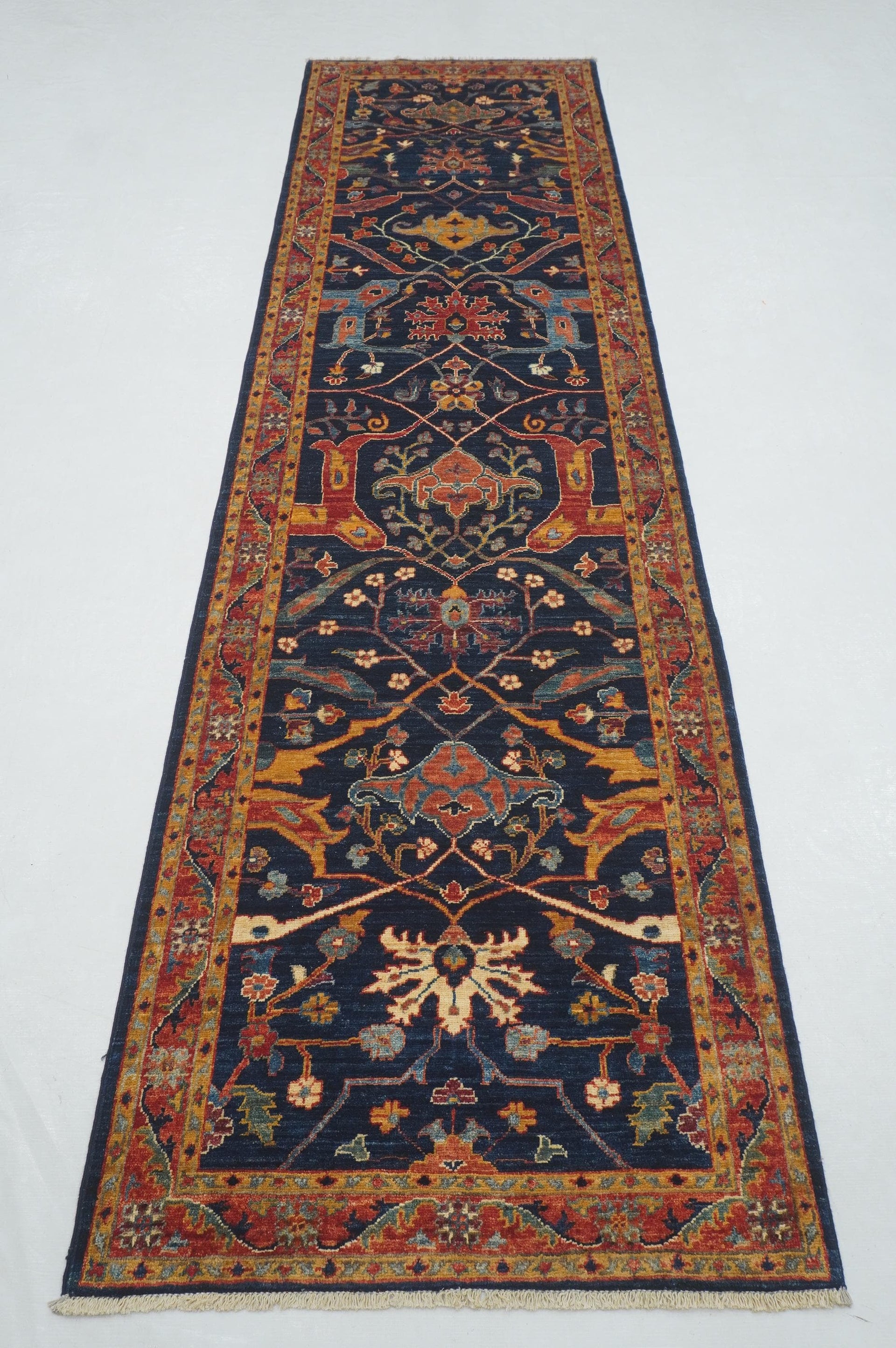 10 ft Navy Blue Bidjar Afghan Hand knotted Oriental Runner Rug