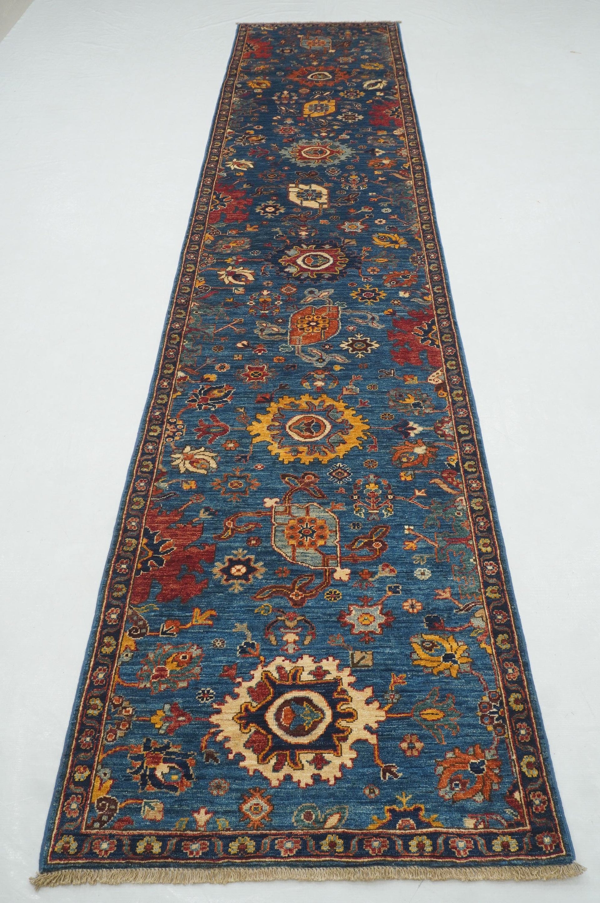 3 x 13 Blue Bidjar Afghan hand knotted Oriental Runner Rug