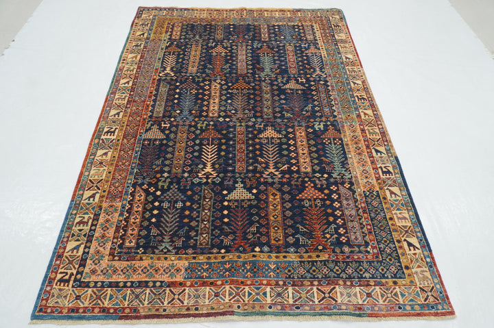 5x7 Navy Blue Baluch Afghan Hand Knotted Oriental Rug