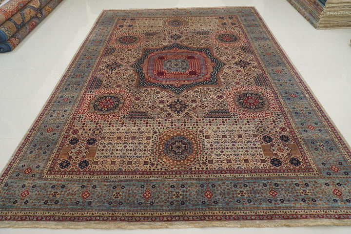 10x14 Gray Mamluk Turkish Hand knotted Medallion Rug