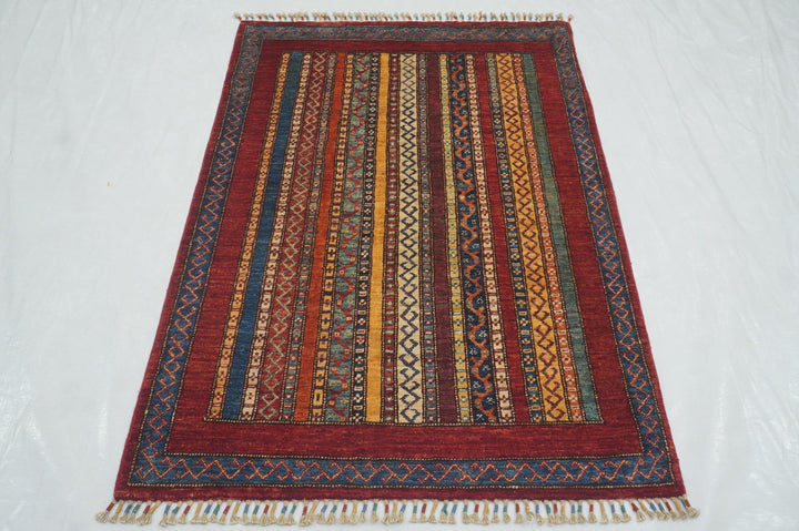 3x5 Red Turkish Shawl Hand Knotted Oriental Rug