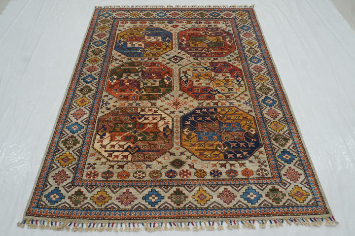 5x7 Gray Ersari Turkmen Afghan Tribal Rug