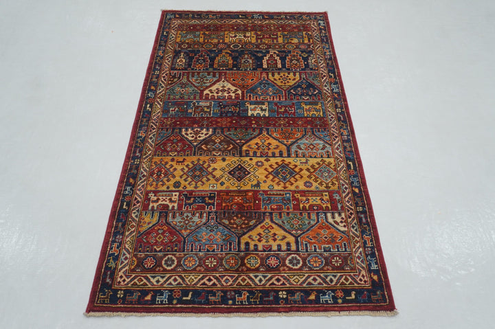 3x5 Red Animal Gabbeh Afghan Hand Knotted Tribal Animal Rug