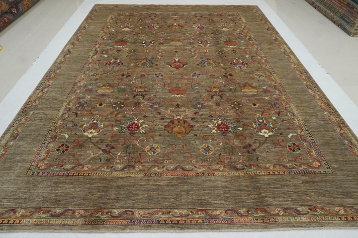 9x12 Gray Waziri Afghan Hand knotted Oriental Rug