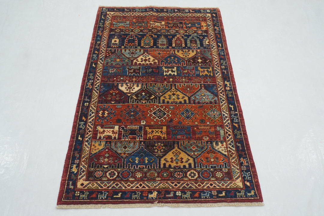 3x5 Red Tribal Animal Gabbeh Afghan Hand Knotted Animal Rug