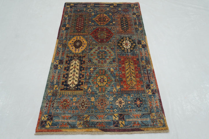 3x5 Blue Baluch Afghan Hand knotted Tribal Rug